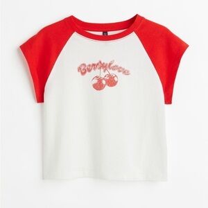 H&M Cherry Crop Top Size XL